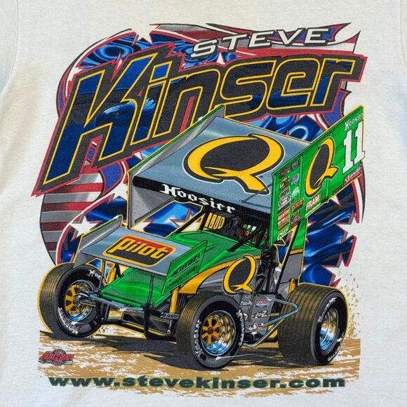 Rare Signed Steve Kinser The King Sprint Car Racing Men's White T-Shirt - Small - Picture 3 of 8
